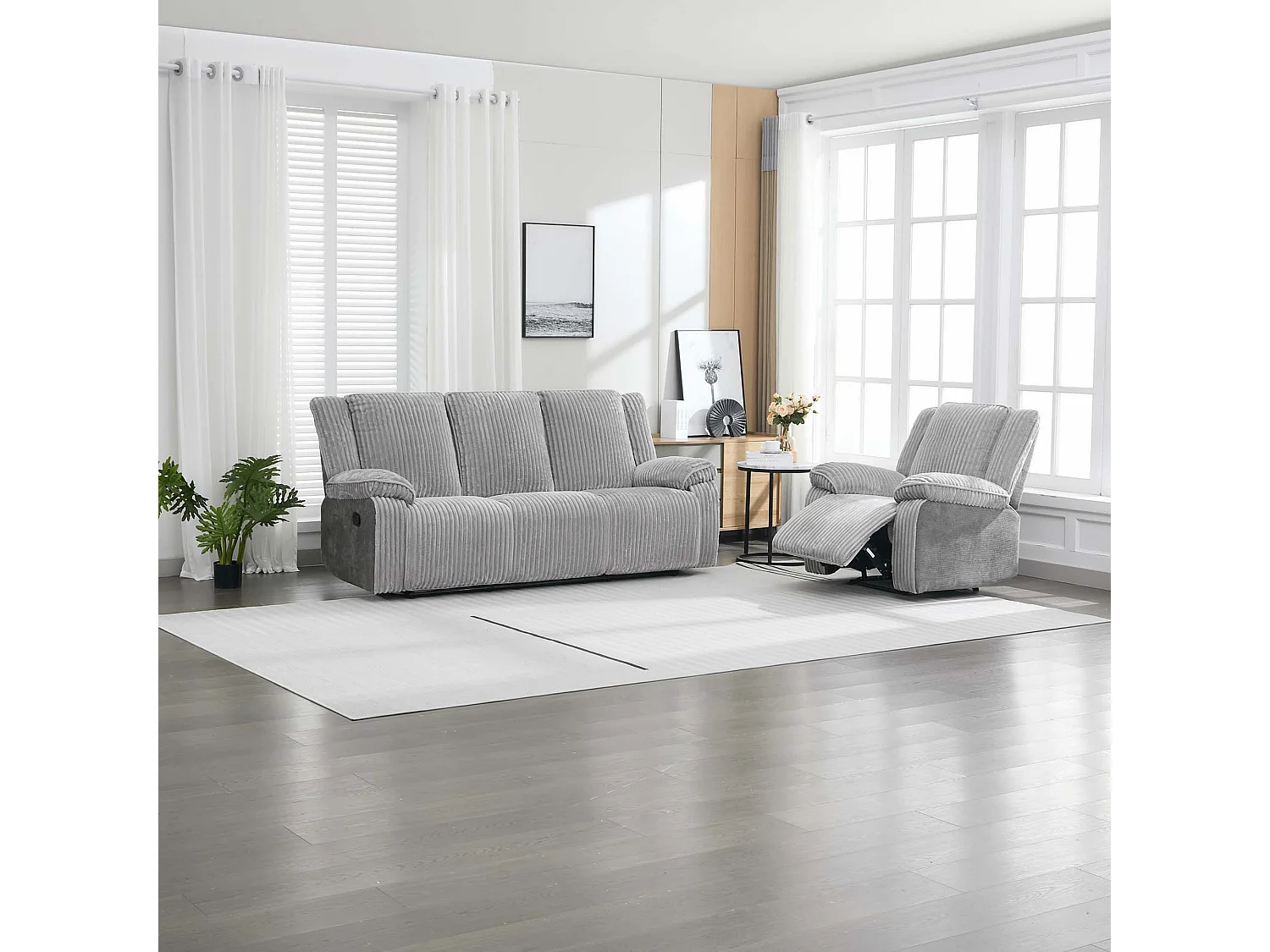 Verona 3+1 Jumbo Cord Manual Recliner Sofa Set