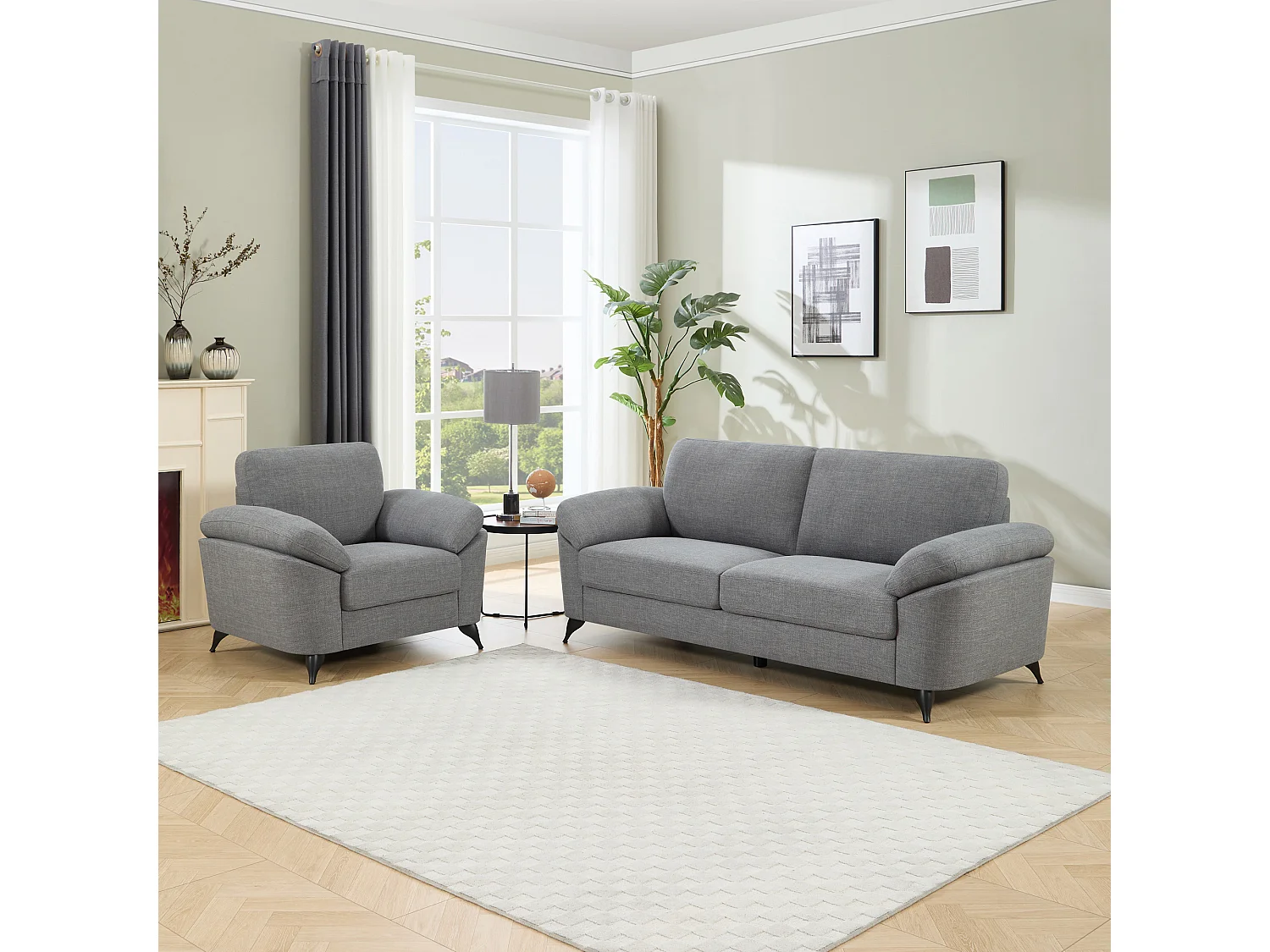 Malmo Modern Scandi Style Fabric Living Room 1+3 Seater Sofa Set