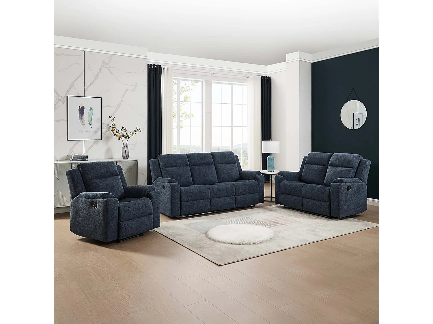 Orka 1+2+3 Seater Fabric Manual Recliner Sofa Set