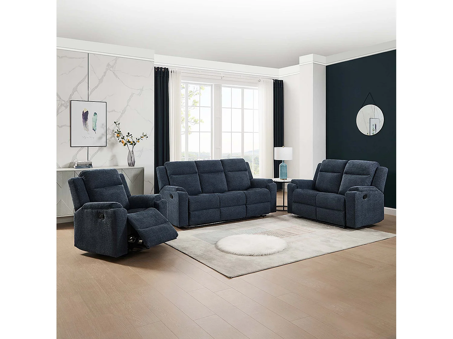 Orka 1+2+3 Seater Fabric Manual Recliner Sofa Set