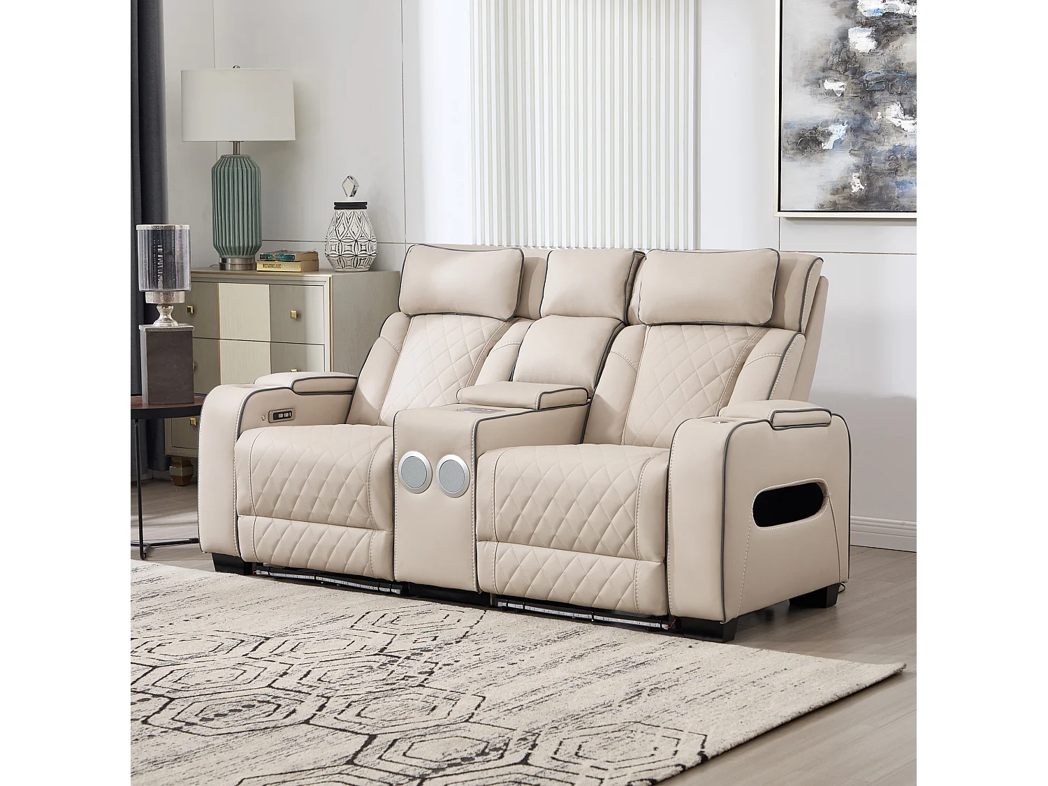 Capri Electric Recliner 1+2 Seater Sofa Set w Bluetooth speakers