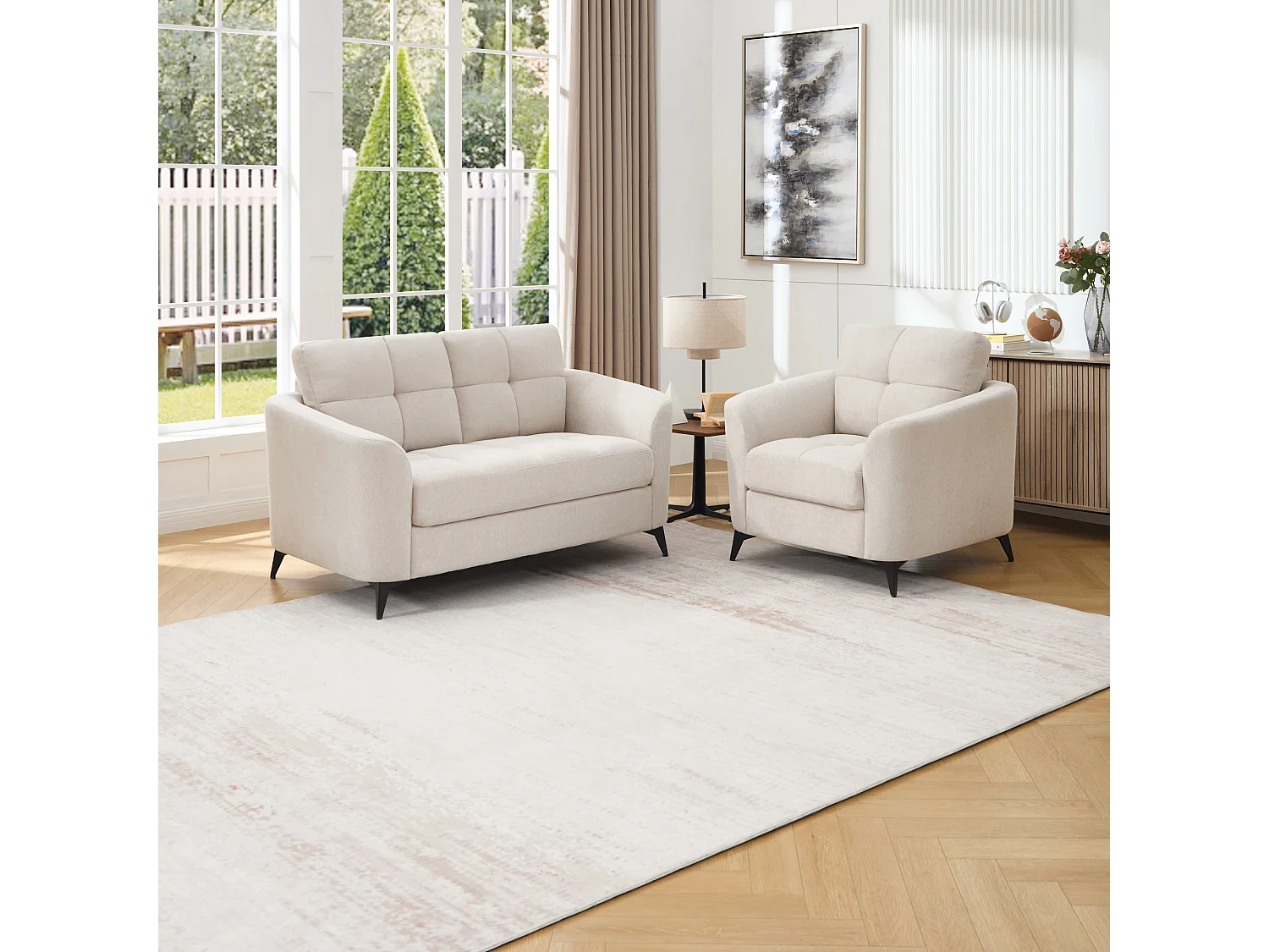Solna 1+2 Seater Scandi Style Fabric Living Room Sofa Set