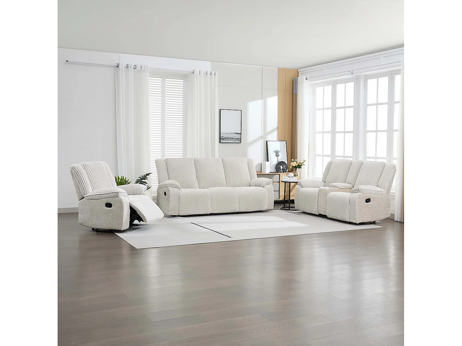 Verona 3+2+1 Jumbo Cord Manual Recliner Sofa Set