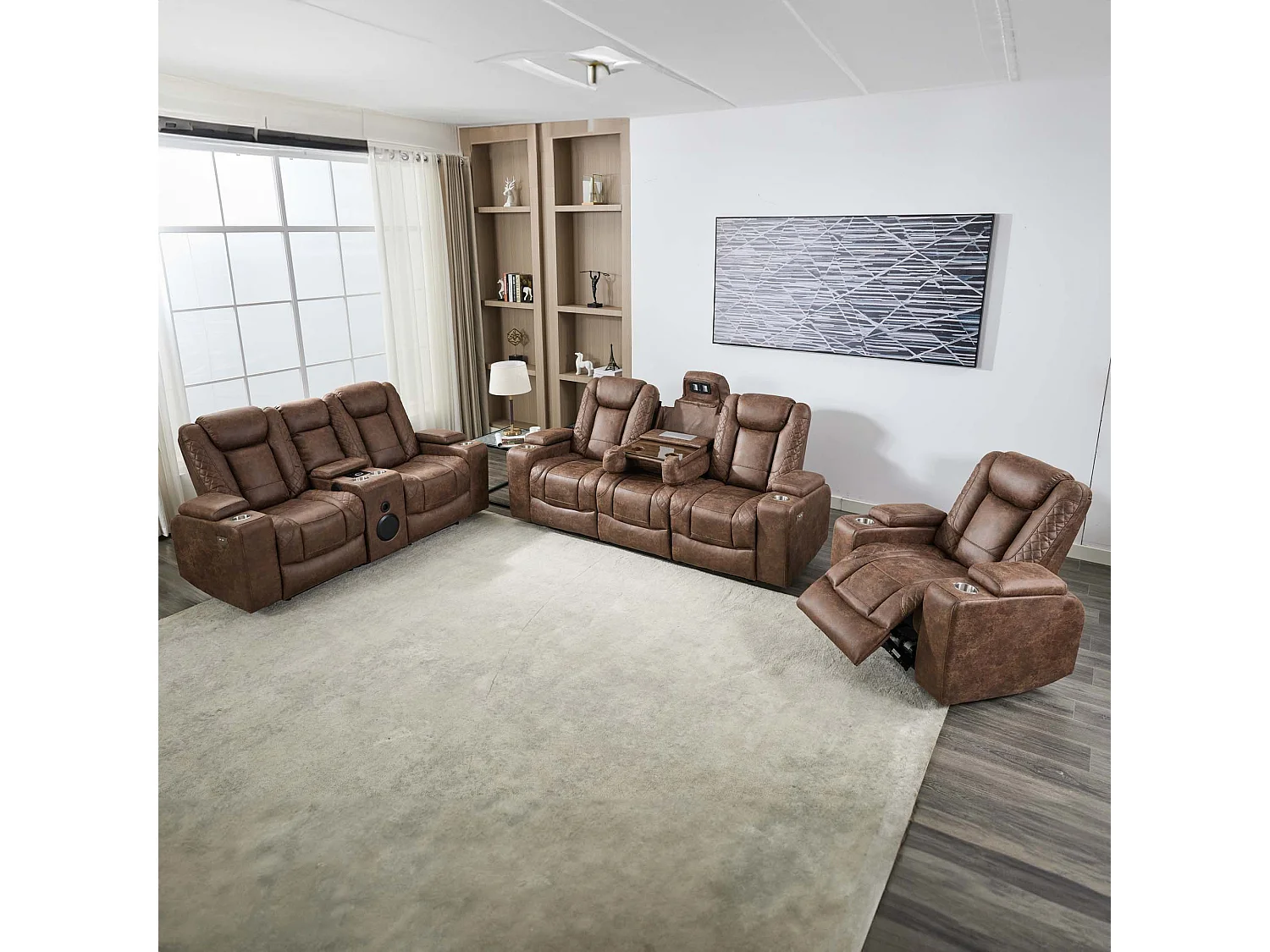 Ashton Electric Recliner 1+2+3 Seater Sofa Set Technology Fabric With Speakers & Usb-C Charging