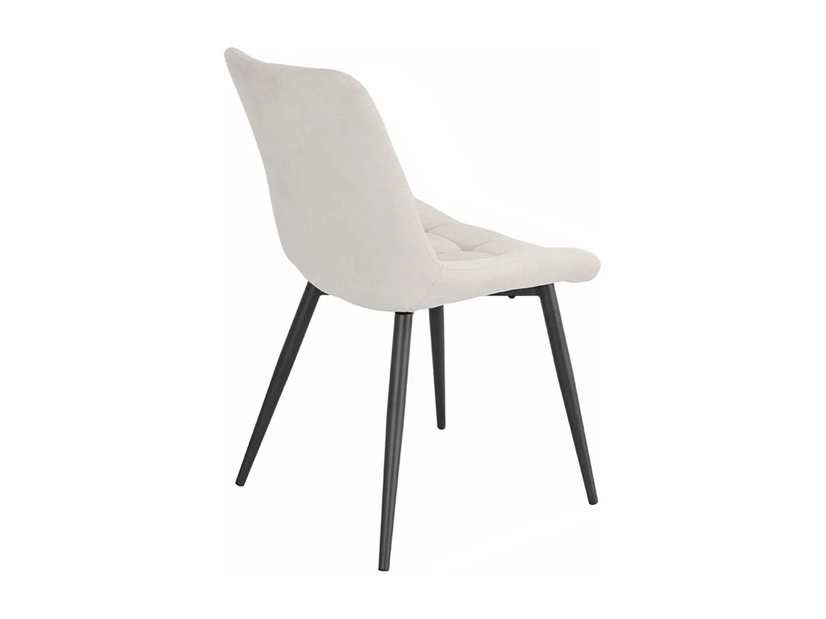 Lot 2 chaises en tissu capitonné écru et pieds en métal - JAELLE 2