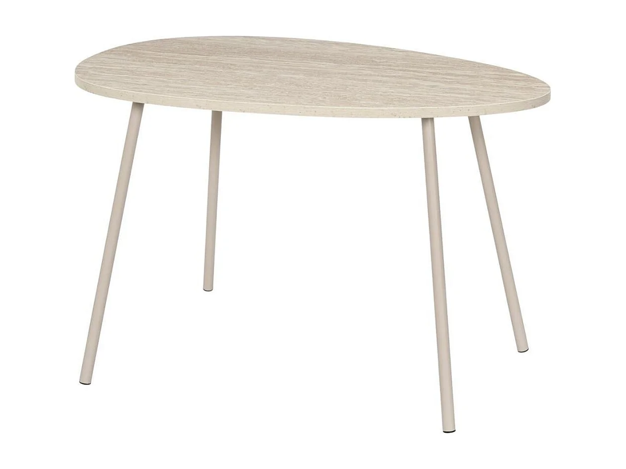 Tables gigogne plateaux aspect pierre naturelle 4 pieds métal laqué beige - SHANON