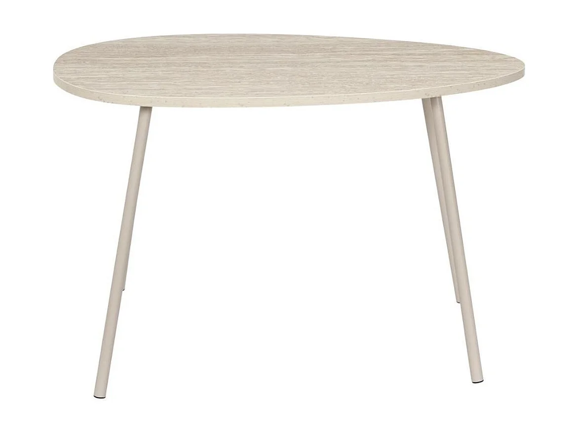 Tables gigogne plateaux aspect pierre naturelle 4 pieds métal laqué beige - SHANON