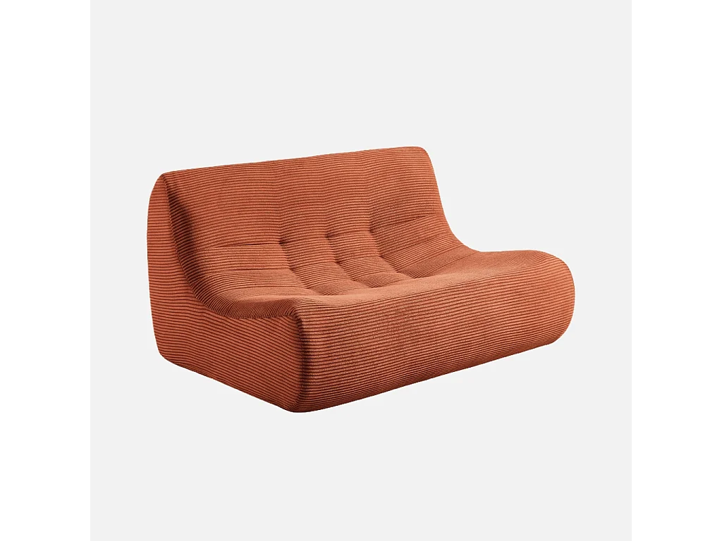 Canapé d'angle modulable 5 places avec repose pied velours côtelé terracotta - Sokol