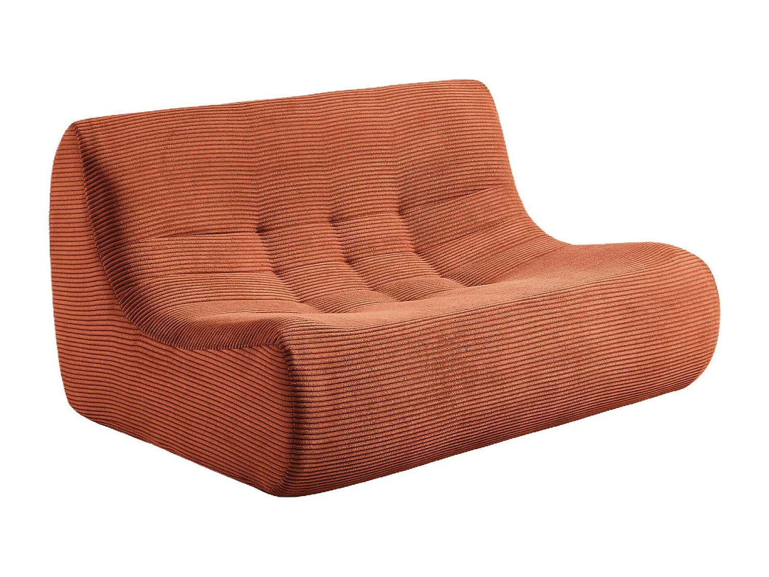 Canapé d'angle modulable 5 places avec repose pied velours côtelé terracotta - Sokol