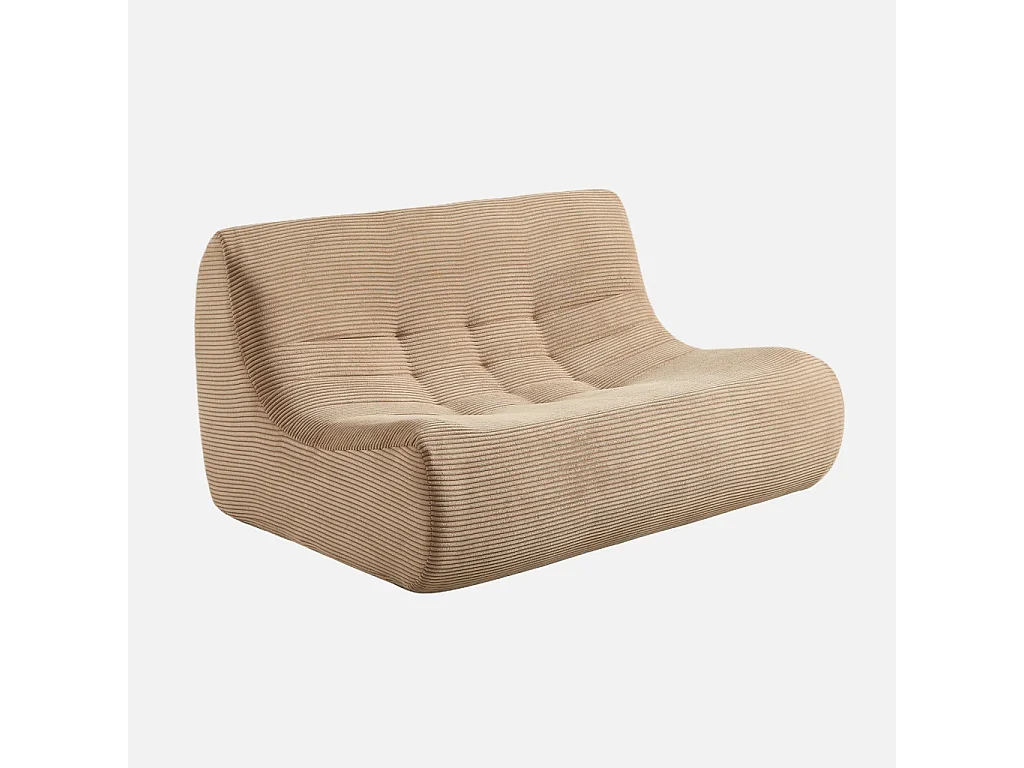Canapé d'angle modulable 5 places avec repose pied velours côtelé beige foncé - Sokol