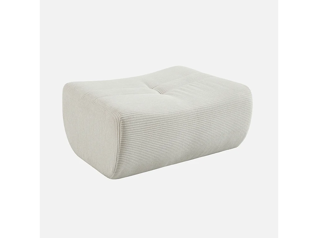 Canapé d'angle modulable 5 places avec repose pied velours côtelé crème - Sokol