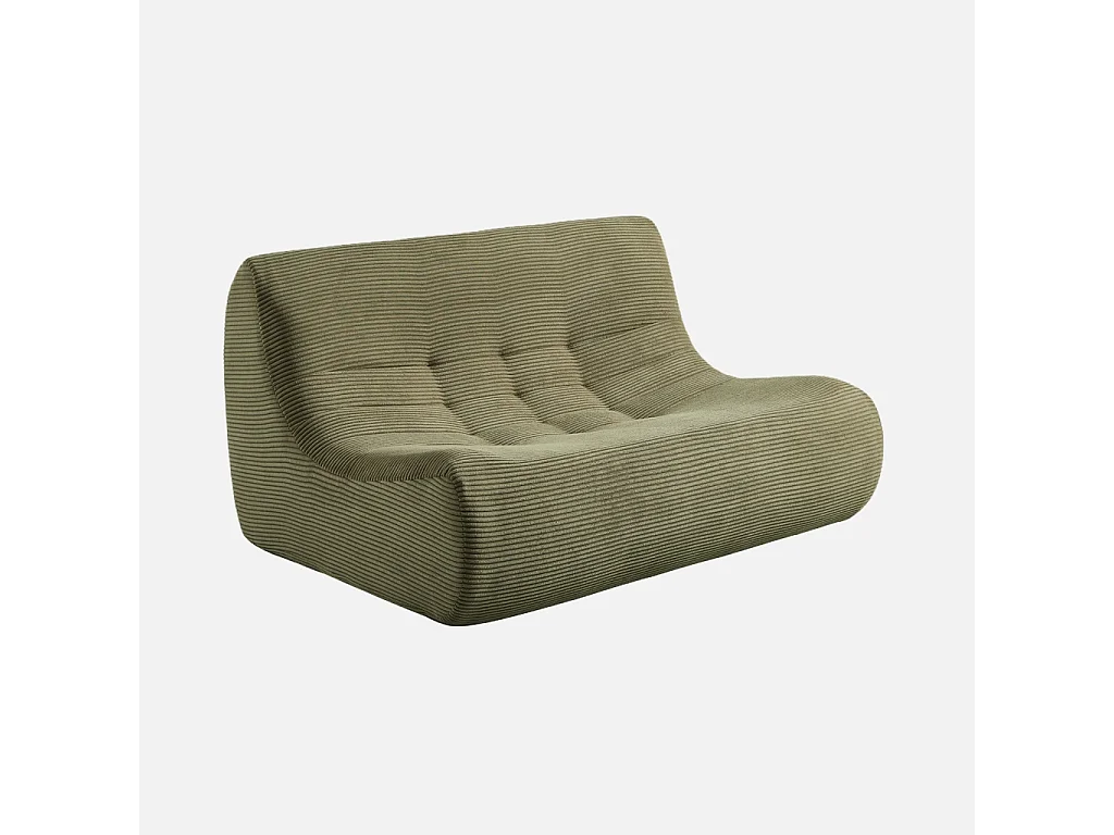 Canapé d'angle modulable 5 places avec repose pied velours côtelé kaki - Sokol