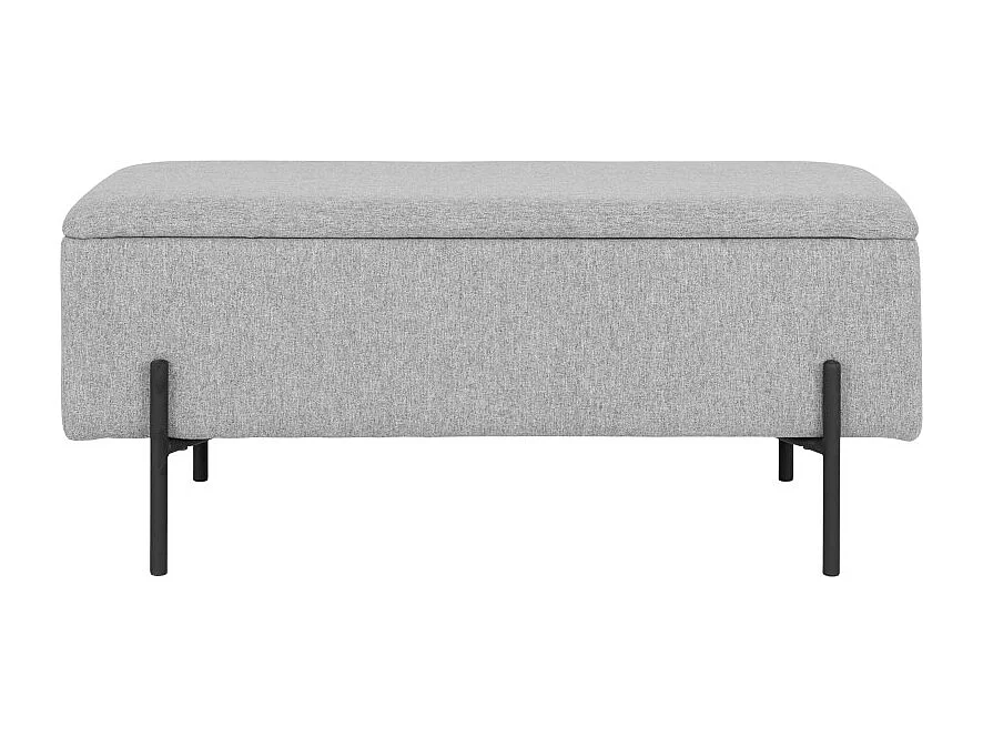 ASHFORD- Banc avec rangement en tissu gris 95 cm