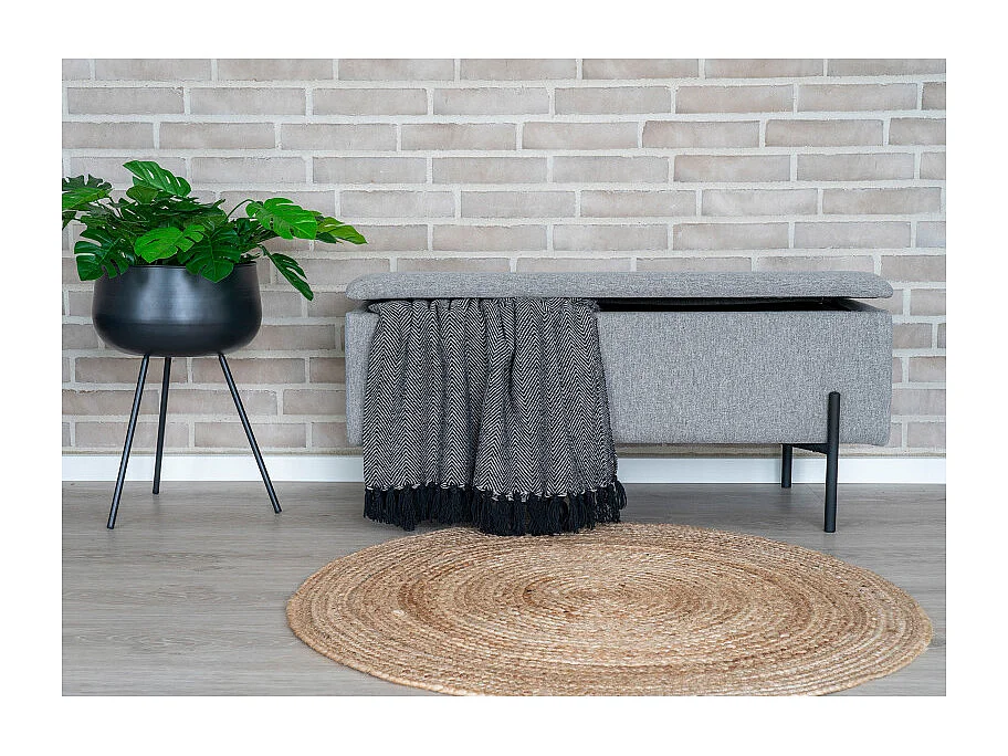 ASHFORD- Banc avec rangement en tissu gris 95 cm