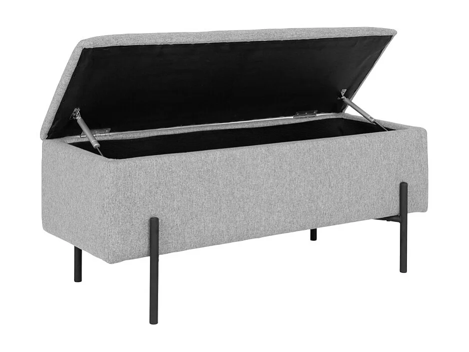 ASHFORD- Banc avec rangement en tissu gris 95 cm