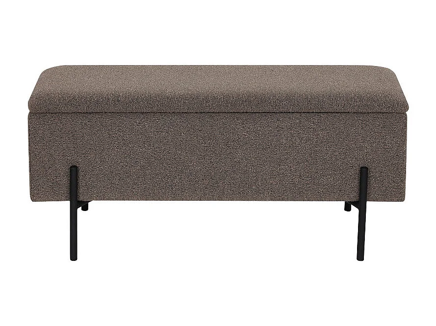 ASHFORD- Banc avec rangement en tissu bouclé marron 95 cm