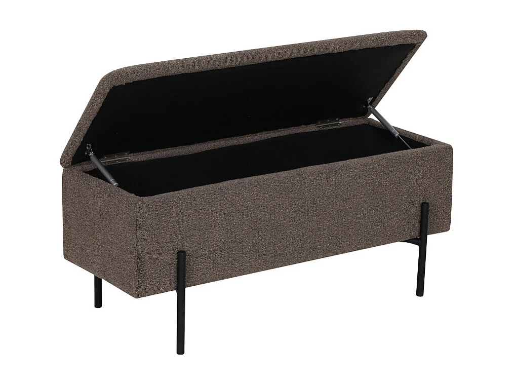 ASHFORD- Banc avec rangement en tissu bouclé marron 95 cm
