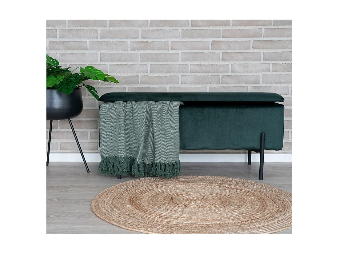 ASHFORD-Banco con almacenaje en terciopelo verde 95 cm