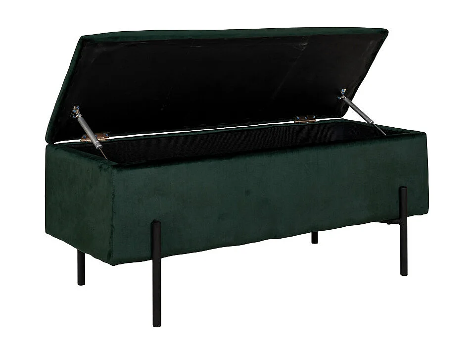 ASHFORD-Banco con almacenaje en terciopelo verde 95 cm