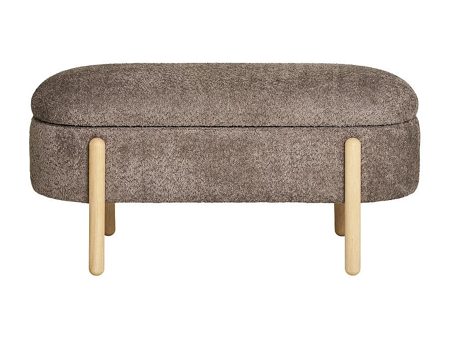 ALIN-Banc avec rangement en tissu marron et bois 97 cm