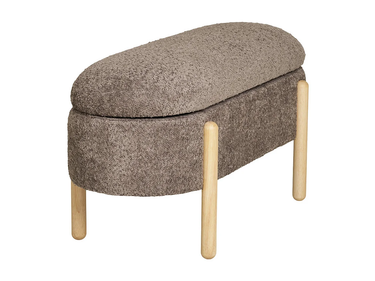 ALIN-Banc avec rangement en tissu marron et bois 97 cm