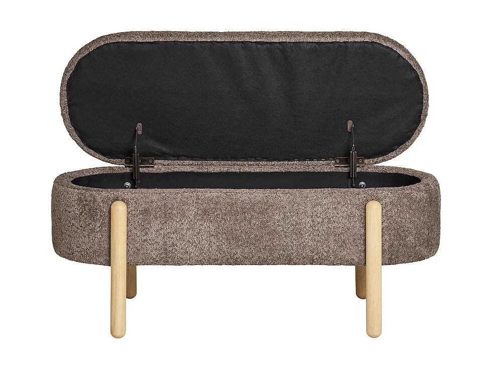 ALIN-Banc avec rangement en tissu marron et bois 97 cm