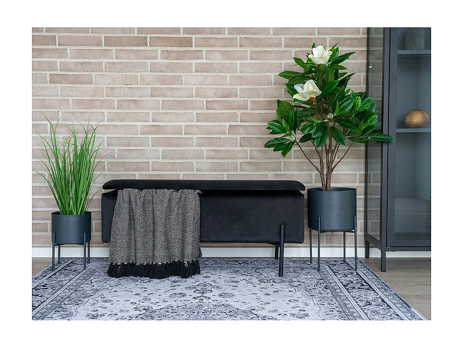 ASHFORD- Banc avec rangement en velours noir 95 cm