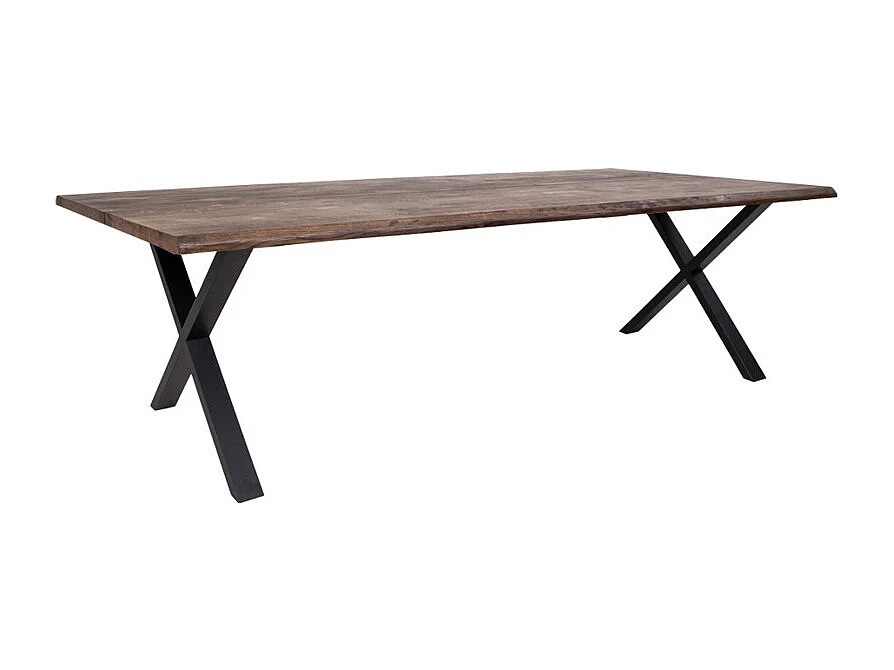 CALVI-Table repas à manger +12 personnes 300cm en chêne massif fumé