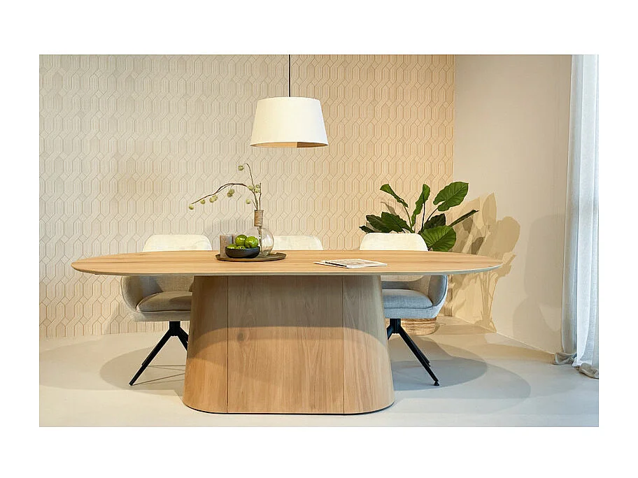 TIAGO-Table à manger ovale 10 personnes 230 cm Chêne