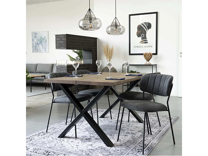 CALVI-Table repas à manger 4  personnes 140cm en chêne massif fumé