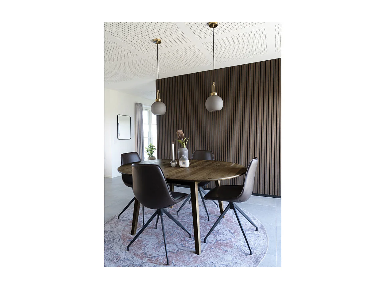 MEGEVE-Table à manger avec allonge papillon chêne fumé ø118/158 cm