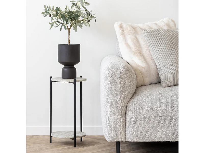 JIM-Table d'appoint décor travertin ø27 cm