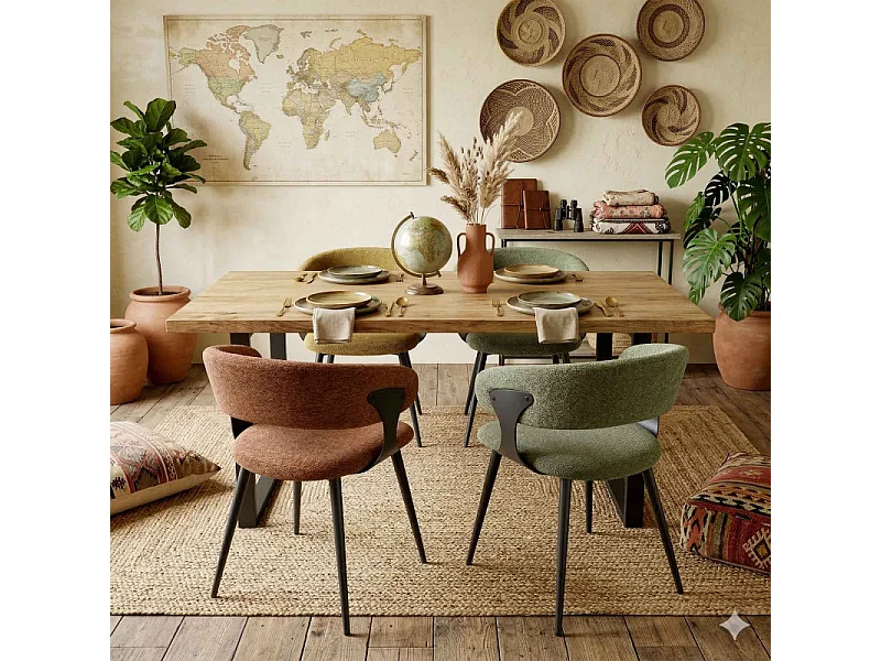 NINO-Fauteuil de table en tissu Luxury Terracotta (x2)