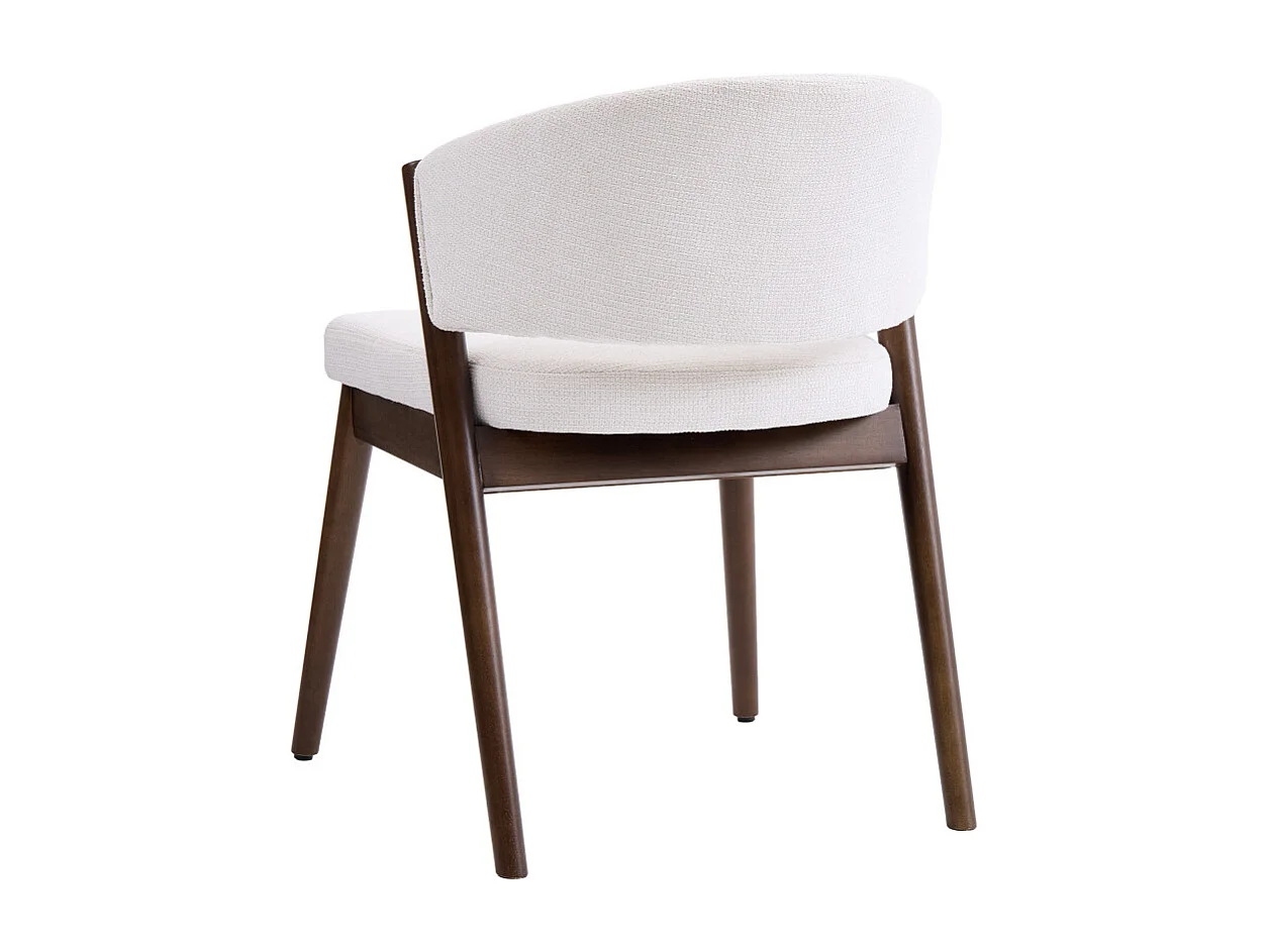 ALBA-Chaise bois patiné noyer et tissu Trendy Ecru (x2)