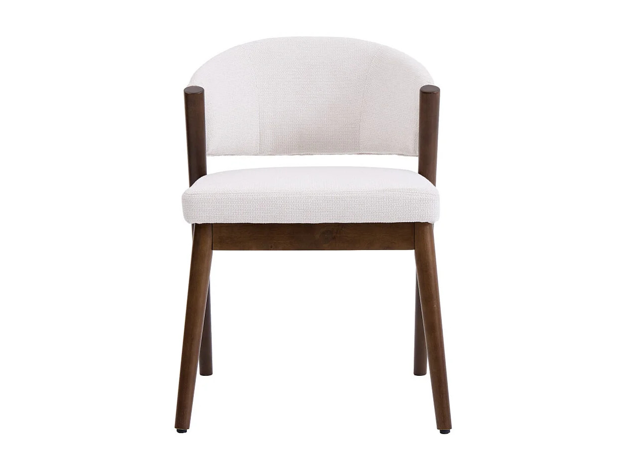 ALBA-Chaise bois patiné noyer et tissu Trendy Ecru (x2)