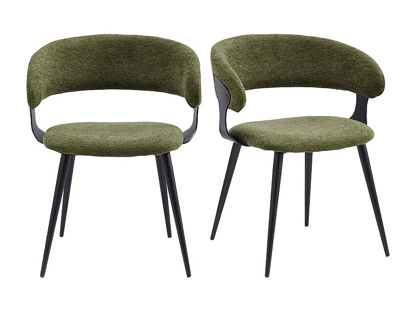 NINO-Fauteuil de table en tissu Luxury Kaki (x2)