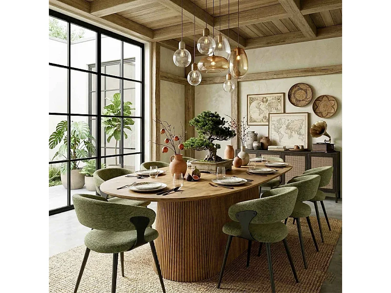 NINO-Fauteuil de table en tissu Luxury Kaki (x2)