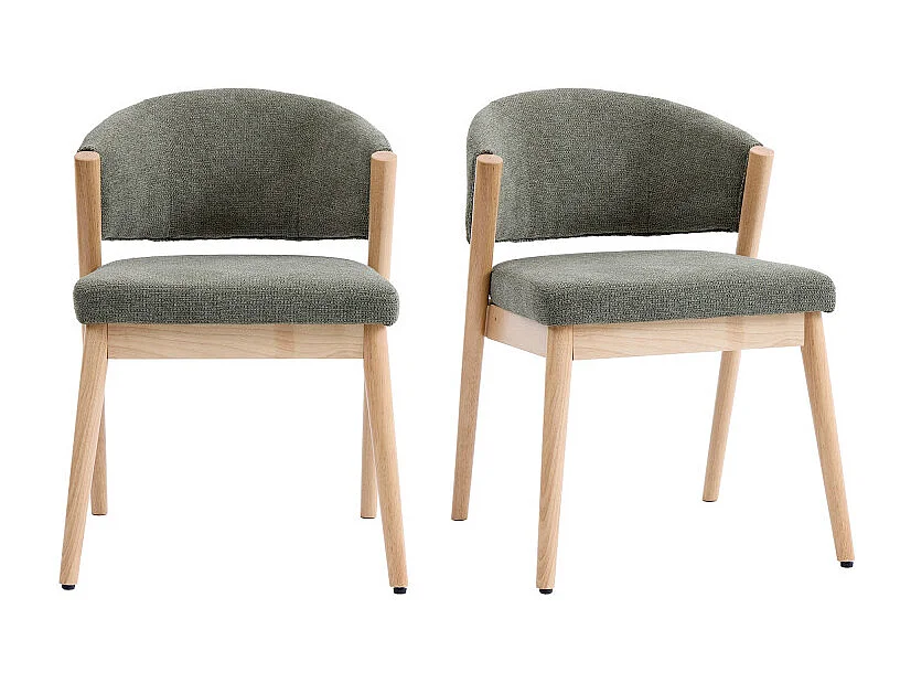 ALBA-Chaise bois naturel et tissu Trendy Sauge (x2)