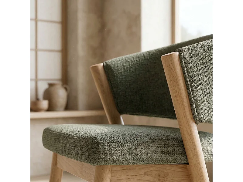 ALBA-Chaise bois naturel et tissu Trendy Sauge (x2)