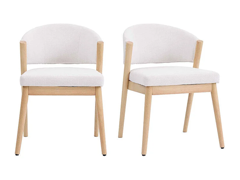 ALBA-Chaise bois naturel et tissu Trendy Ecru (x2)