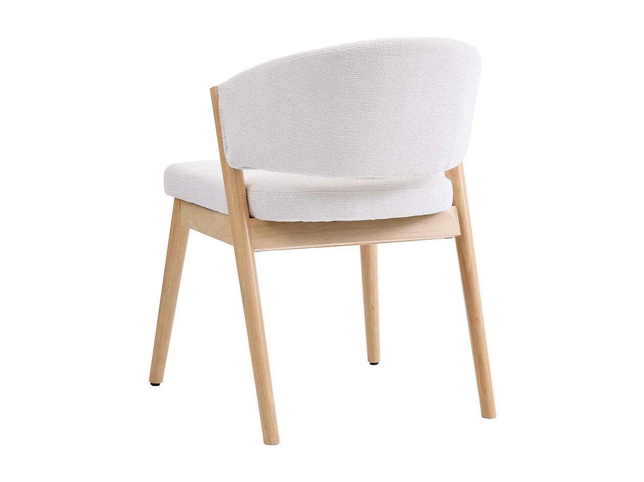 ALBA-Chaise bois naturel et tissu Trendy Ecru (x2)