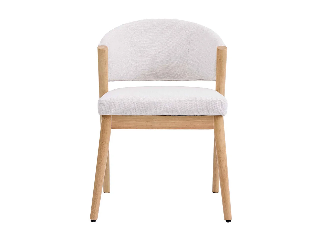 ALBA-Chaise bois naturel et tissu Trendy Ecru (x2)