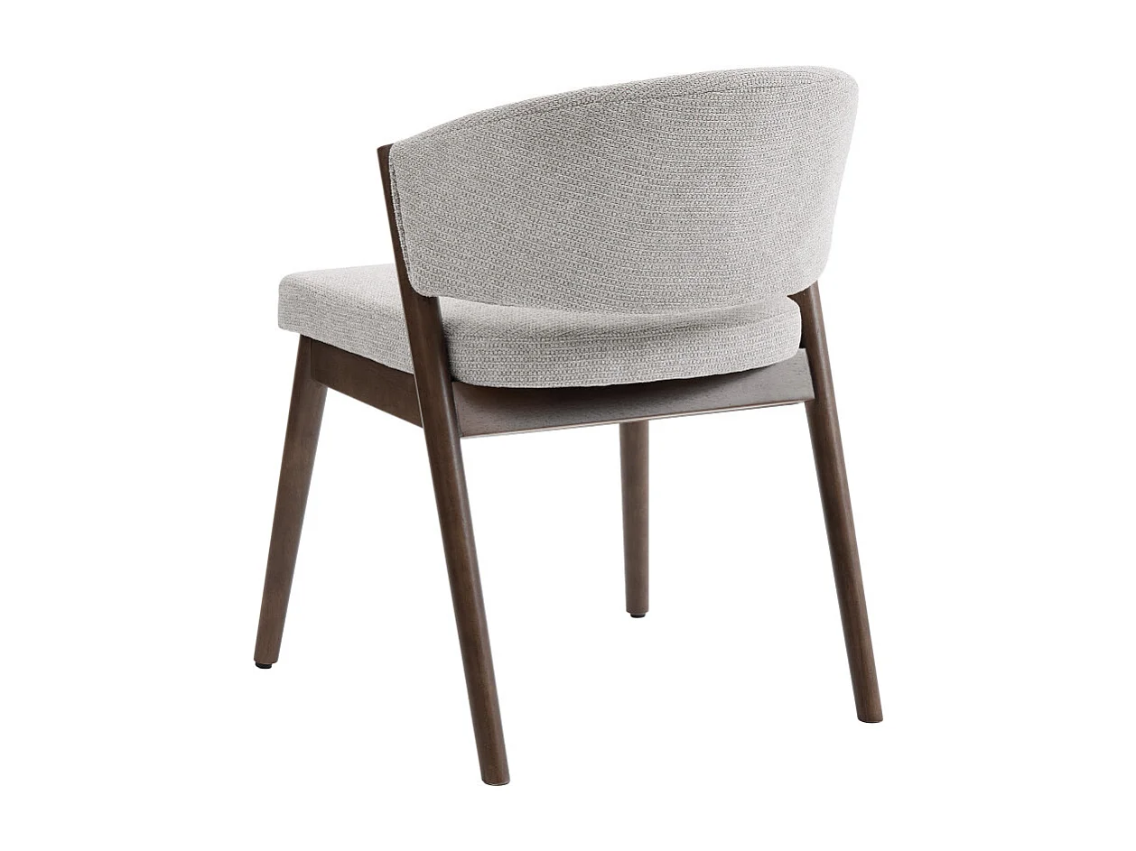 ALBA-Chaise bois patiné noyer et tissu Trendy Grège (x2)