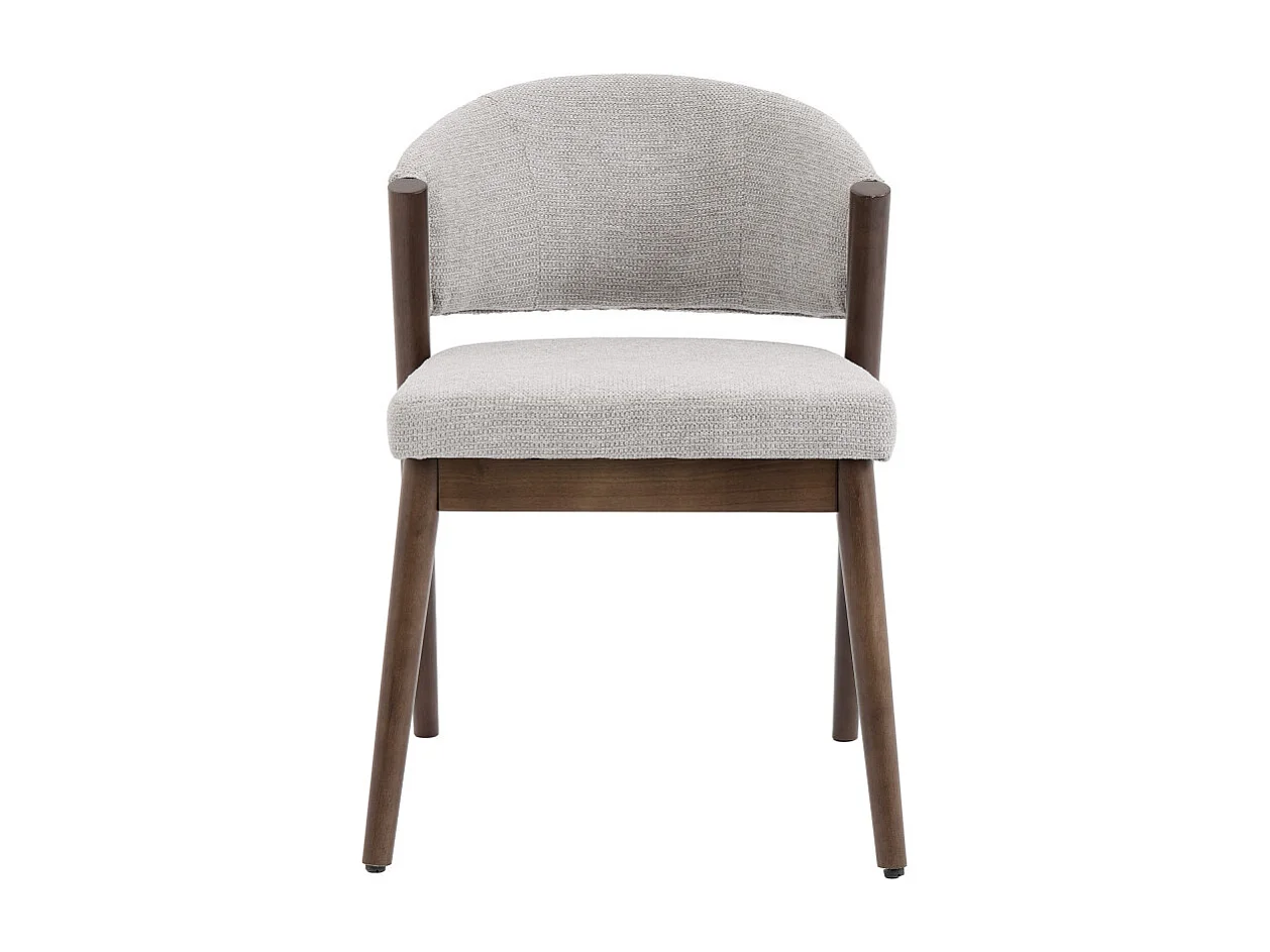 ALBA-Chaise bois patiné noyer et tissu Trendy Grège (x2)