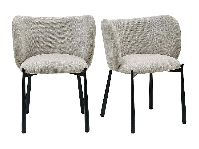 SOAN-Fauteuil de table en tissu Luxury Grège  (x2)