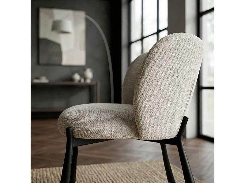 SOAN-Fauteuil de table en tissu Luxury Grège  (x2)