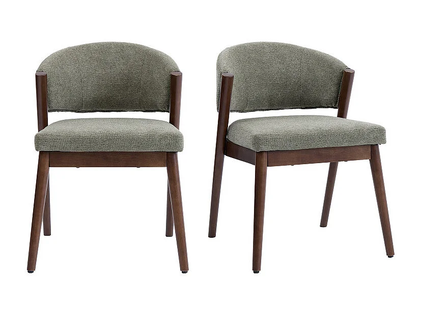 ALBA-Chaise bois patiné noyer et tissu Trendy Sauge (x2)