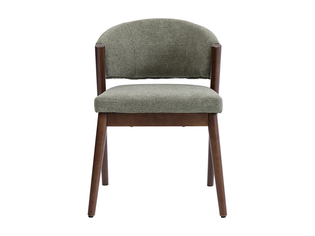 ALBA-Chaise bois patiné noyer et tissu Trendy Sauge (x2)