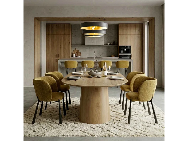 SOAN-Fauteuil de table en tissu Luxury Moutarde (x2)