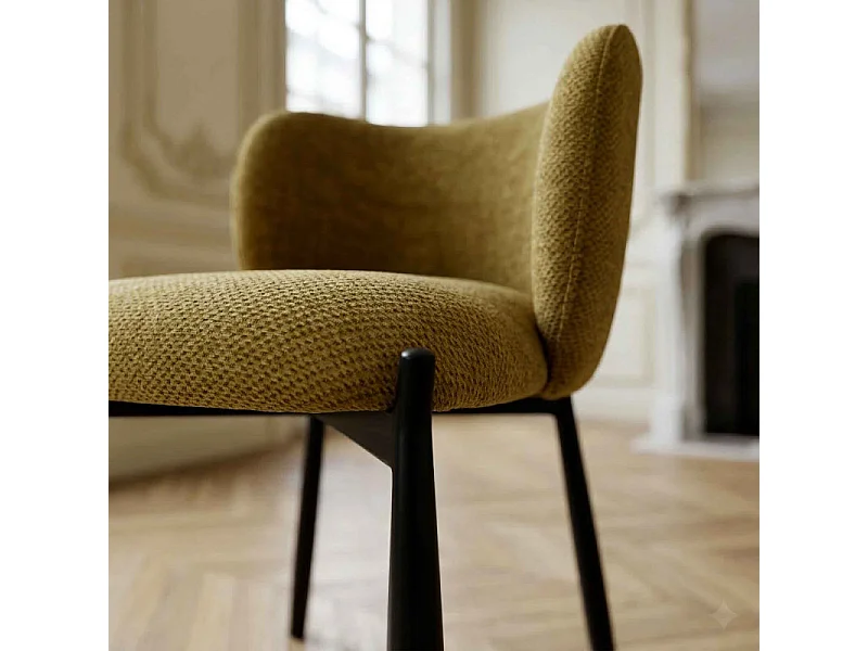 SOAN-Fauteuil de table en tissu Luxury Moutarde (x2)